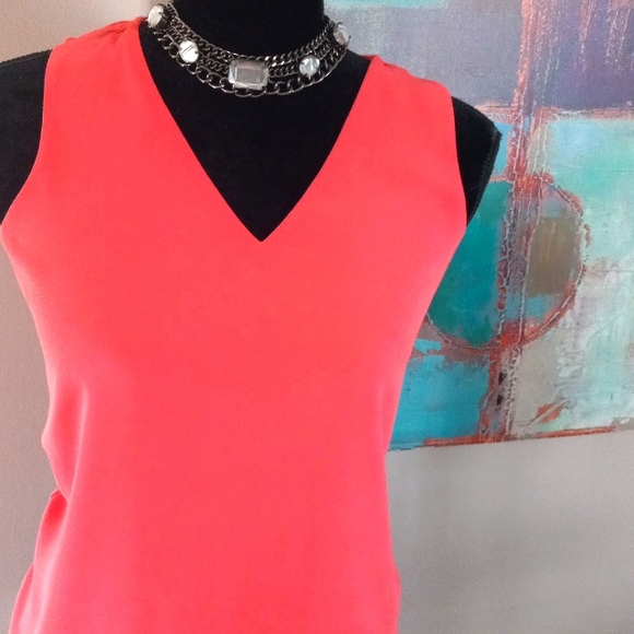 Michael Kors Peach Sheer Front Layered Sleeveless Top Size Small - Picture 6 of 12